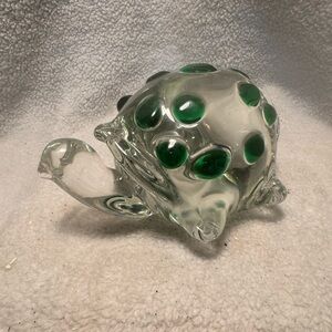 Vtg Heavy Glass Art Paperweight Sculpture TURTLE by Murano.Turtles are good luck